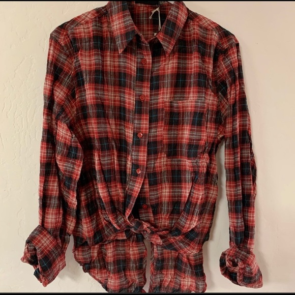 Mustard Seed Tops - Plaid Button Down Shirt